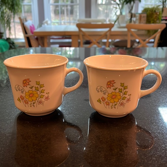 Flat Cup Meadow Pattern (Corelle) by CORNING. Set of 2 - Picture 2 of 8